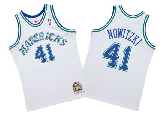 Dallas Mavericks - #41 Dirk Nowitzki - '98/'99 NBA Jersey - White