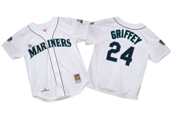 Seattle Mariners - #24 Ken Griffey Jr - '97 MLB Jersey - White